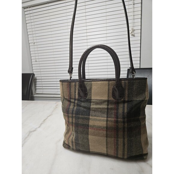 P&Y PRESTON & YORK Greem/Brown/Cream Zip SHOULDER PURSE/BAG - Picture 5 of 12